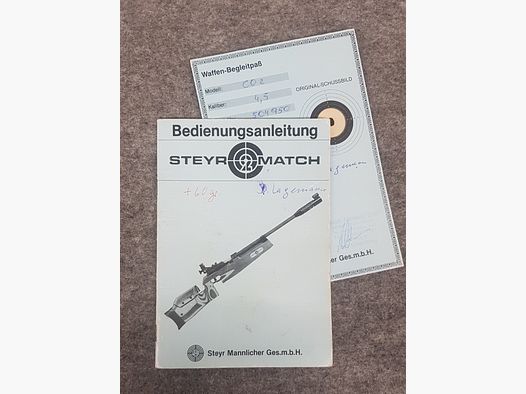 Steyr 2 Match Beschreibung Bedienungsanleitung Luftpistole Luftgewehr KK Gewehr Co2 Pistole siehe Beschreibung. Preis ab