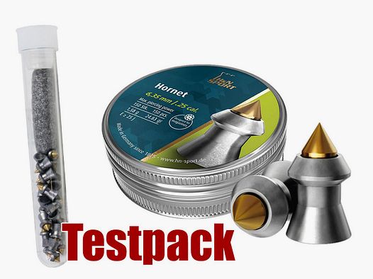 Testpack - H&N Hornet Diabolo, Hohlspitz, Messingspitze, Jagd, Kaliber 6,35 mm, 1,58 g, 20 StĂĽck