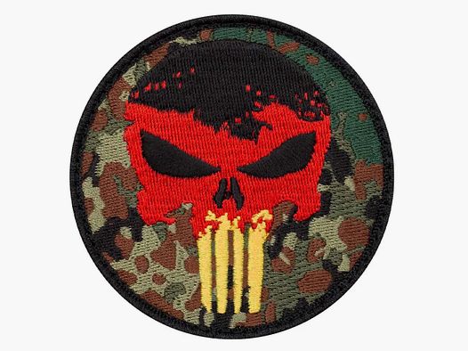 Café Viereck Café Viereck Patch Punisher Skull tarn schwarz rot goldfarben