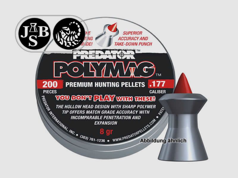 JSB Predator Polymag, Spitzkopf Diabolo, Jagd, 0,52 g, Kaliber 4,5 mm, 200 StĂĽck