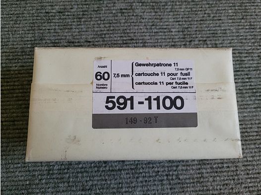 480 Schuss VM FMJ 7,5x55 Swiss GP 11 original schweizer Militärfertigung