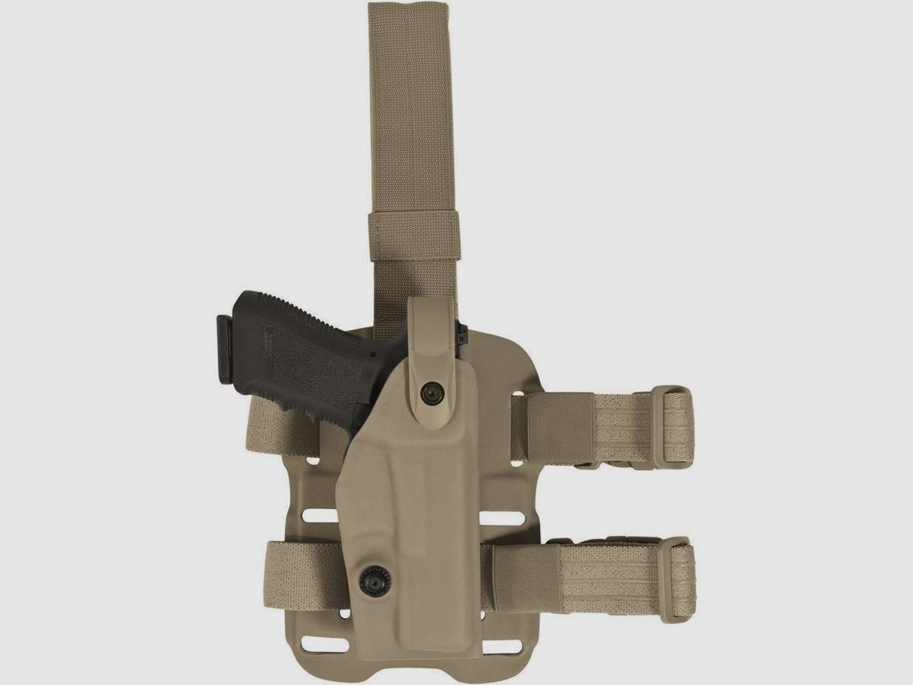 Modulares Oberschenkelholster "VETERAN" mit Sicherheitslevel II Glock 17/18/22/31/37-Schwarz-Rechtshänder