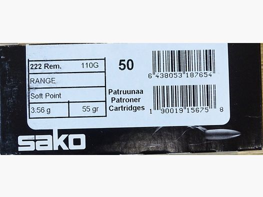 Sako .222rem Soft Point 50grs - 50 Schuss
