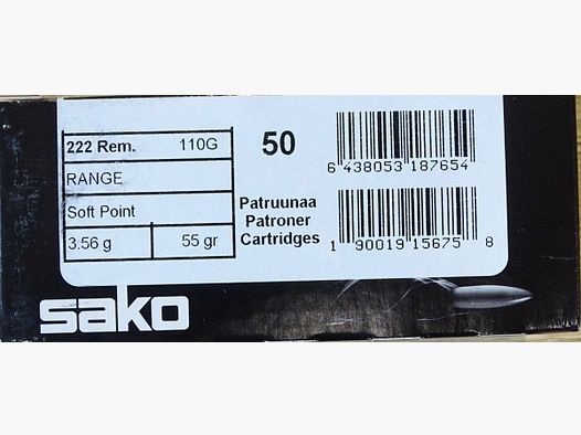 Sako .222rem Soft Point 50grs - 50 shots