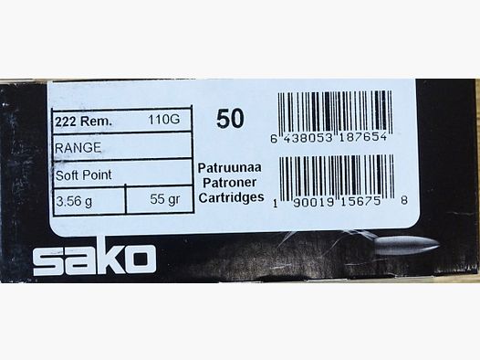 Sako .222rem Soft Point 50grs - 50 colpi