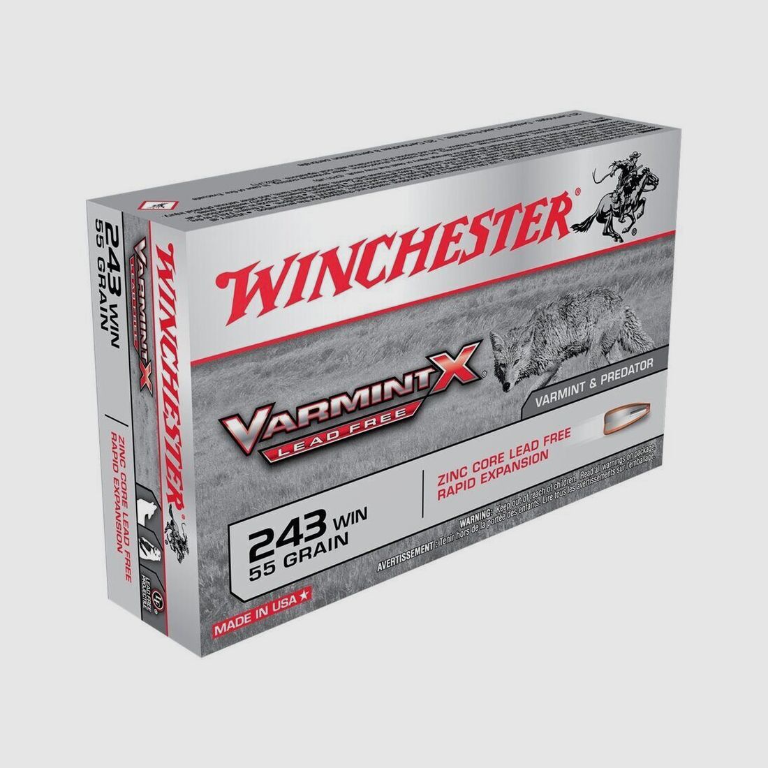 Patronen 243WIN Varmint bleifrei X 55 gr X20