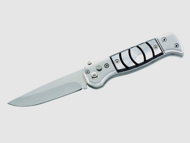 kleines Springmesser mit Sicherung, Aluminium-Schalen