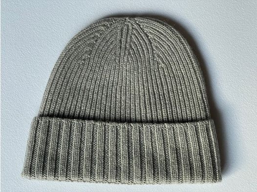 ROSI COLLECTION Bonnet en Cachemire en Côtes Gris Clair