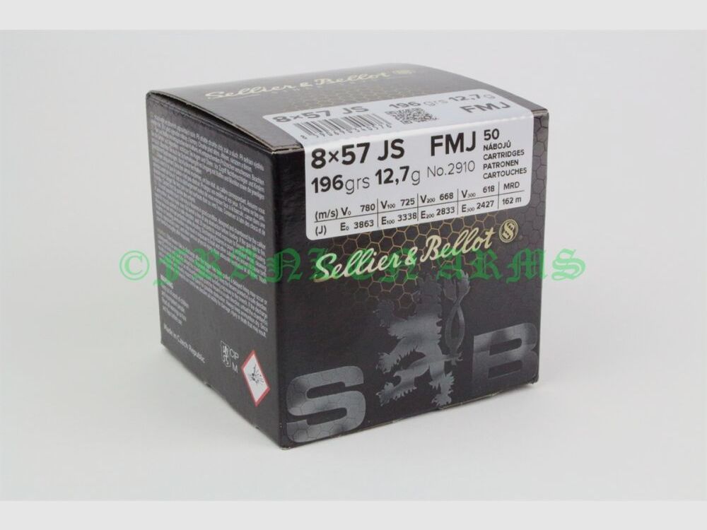 Sellier&Bellot 8x57IS FMJ 196gr. 12.7g 50 pieces quantity discounts