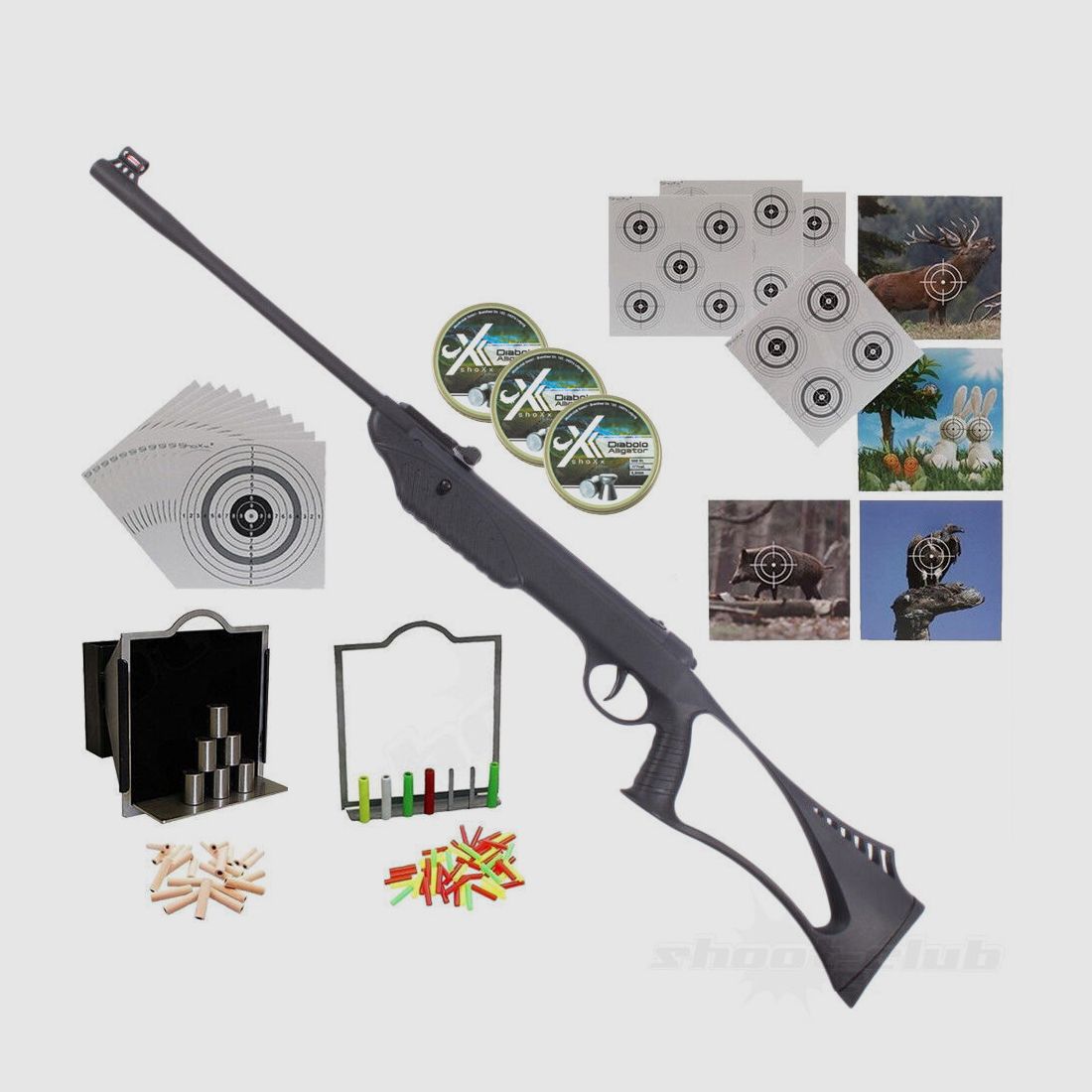 shoXx	 XS16 Kipplauf Luftgewehr 4,5 mm Diabolo Supertarget-SET