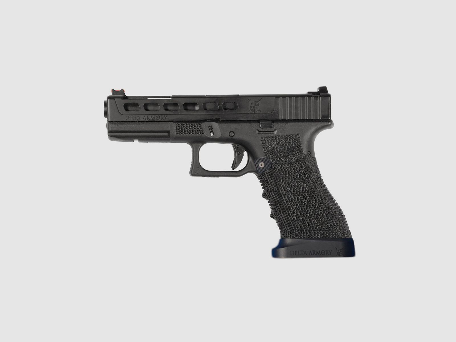 P06 GBB Airsoft Pistool met Grip Stippling in Zwart | Delta Armory