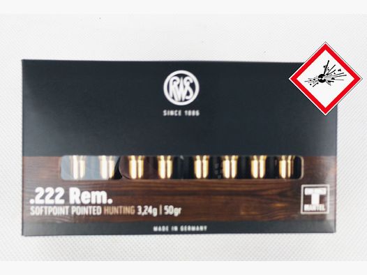 RWS cartucho de rifle .222 Rem TMS 50grs