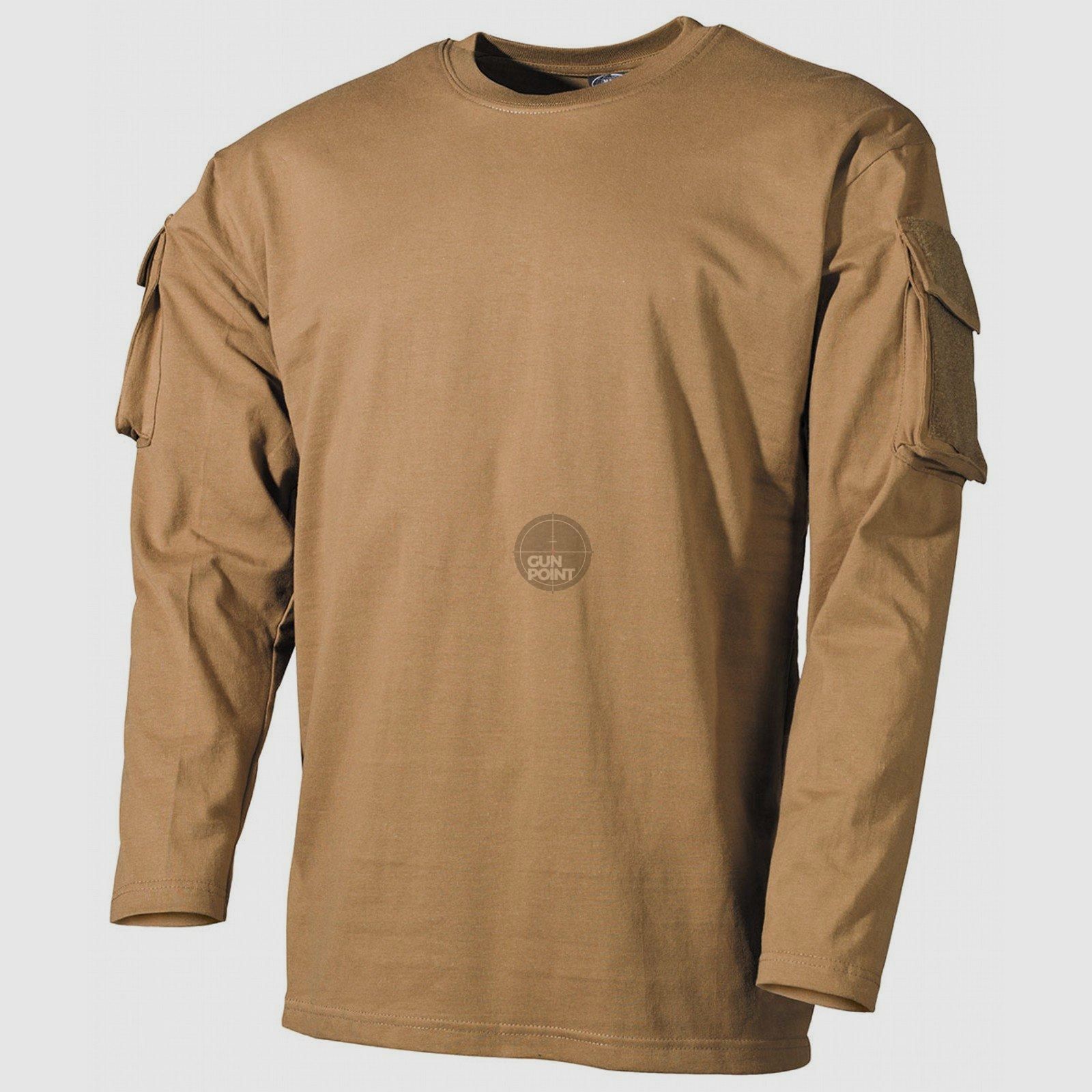 US shirt, long sleeve, coyote, with side pockets - Size: L
