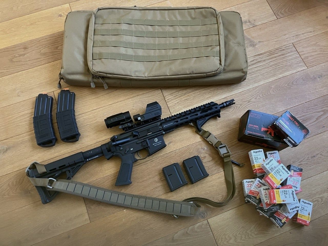 Schmeisser AR 15 S4F Jagd (Taktisch) 10,5" Zoll, Kal. 223 + CMMG Kal.22 + Optik  + Magnifier + Zubehör