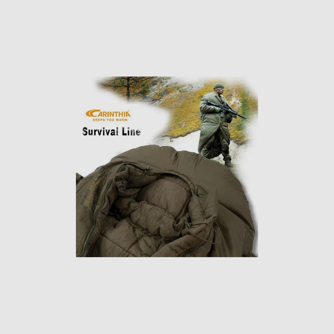 Synthetic sleeping bag SURVIVAL ONE, size L up to body height 200cm zipper center, olive, image 9 of 10