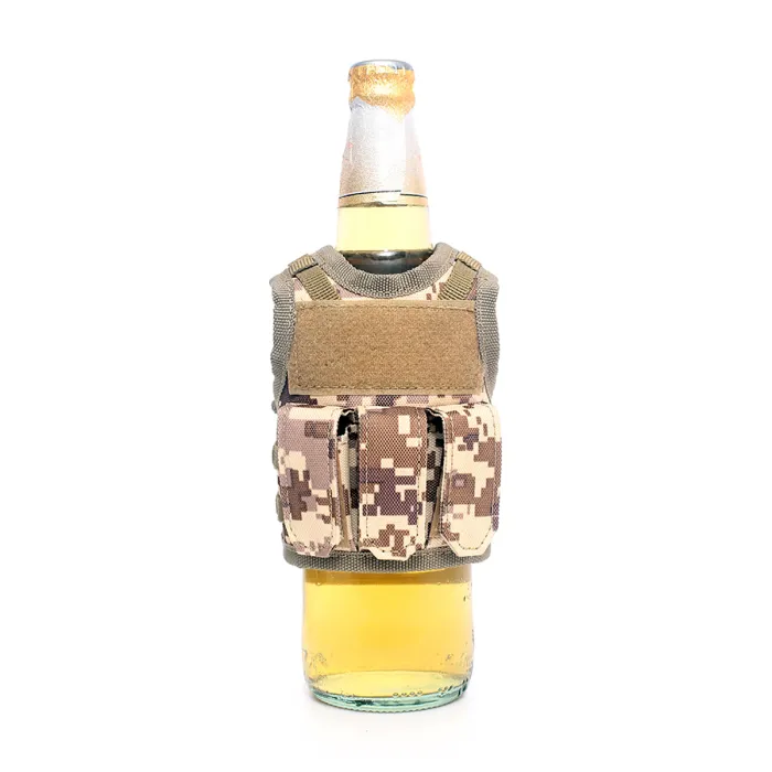 Mini giubbotto tattico con tasche frontali per bottiglia di birra / bottiglia di vino / thermos - Digital-Desert