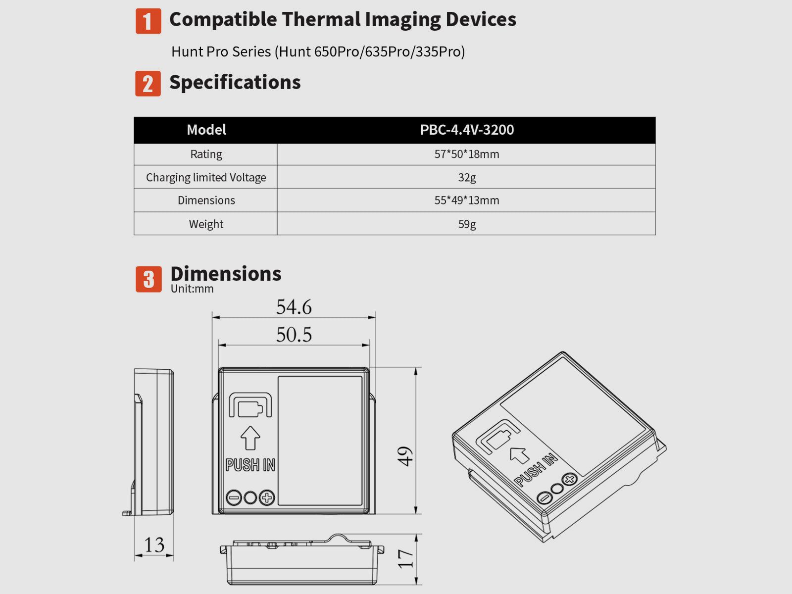 Lithium-ion batterijpakket PBC-4.4V-3200 Thermtec, afbeelding 2 van 2