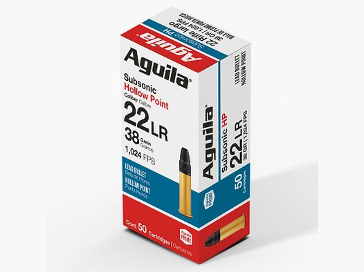PATRONEN 22 LR AGUILA SUBSONIC HOLLOW POINT 38 GRAIN