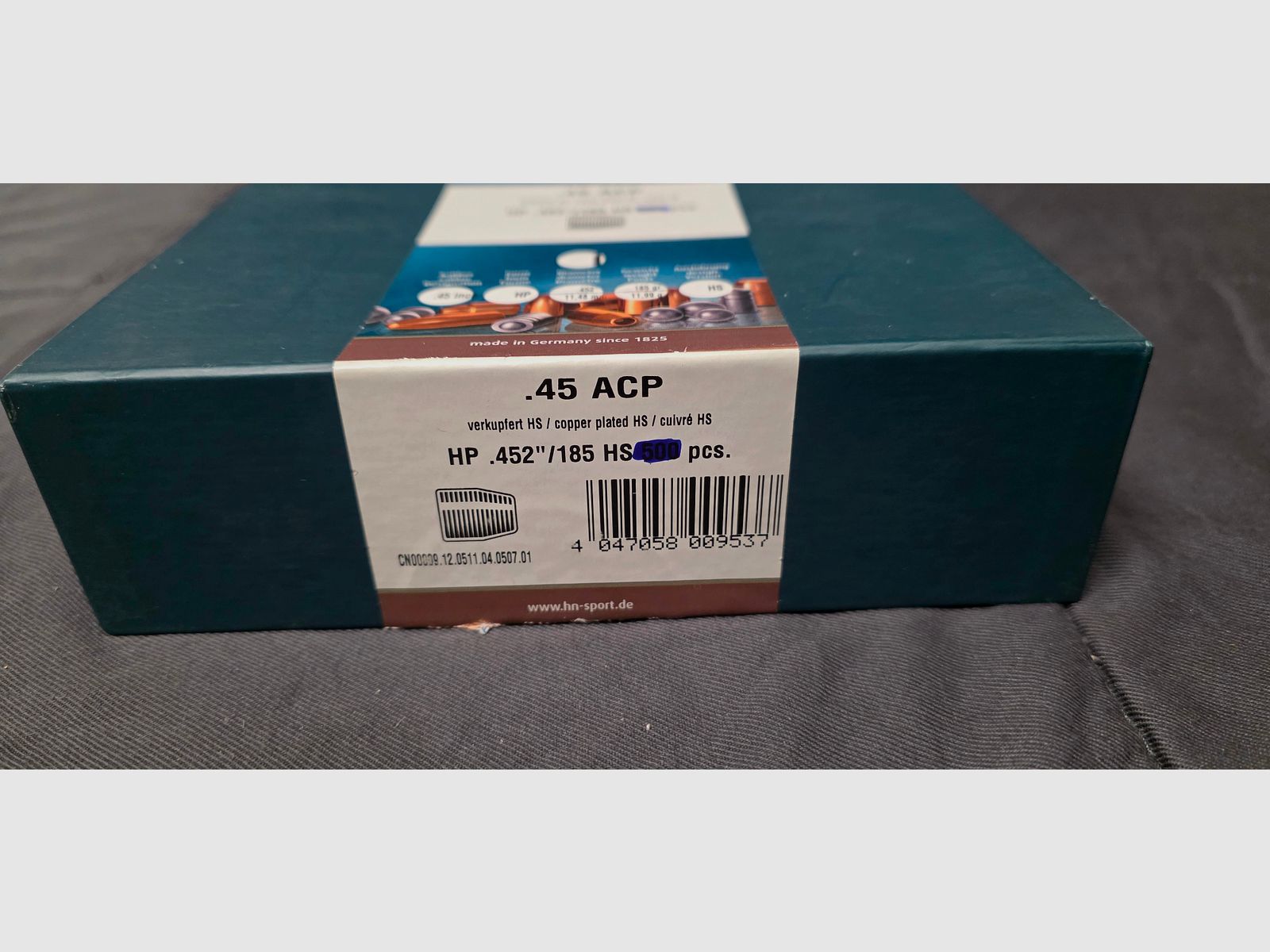 380 pièces de projectiles .45 ACP Hornady XTP + H&N Sport détaillant & Natermann