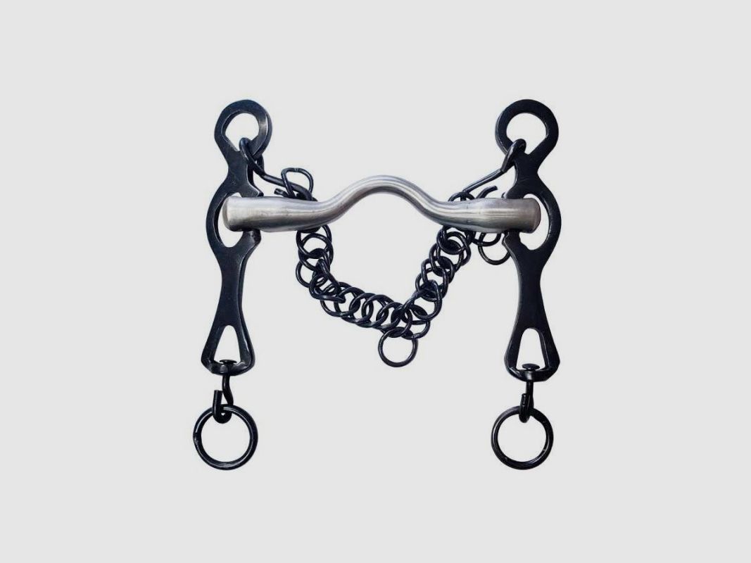 Portugiesischer Biss, brüniert, mit glatter Einlage, rostfrei, 12,5 cm