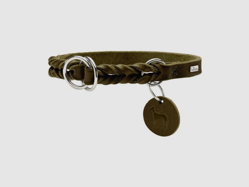 Hunter Dressurhalsung Solid Education Leder/Olivgrün – Größe: S/M