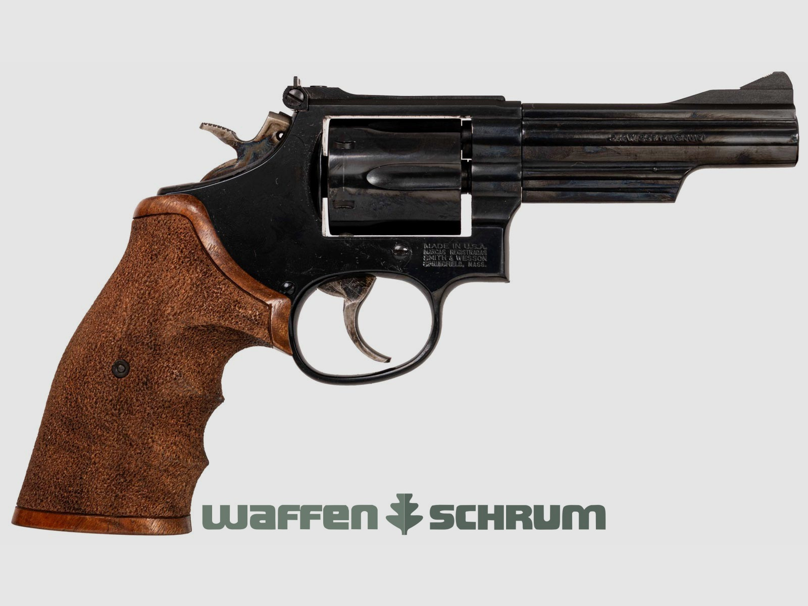 Smith & Wesson 19-6 punzierter Griff, Galco-Lederholster, original Griffschalen .357Mag