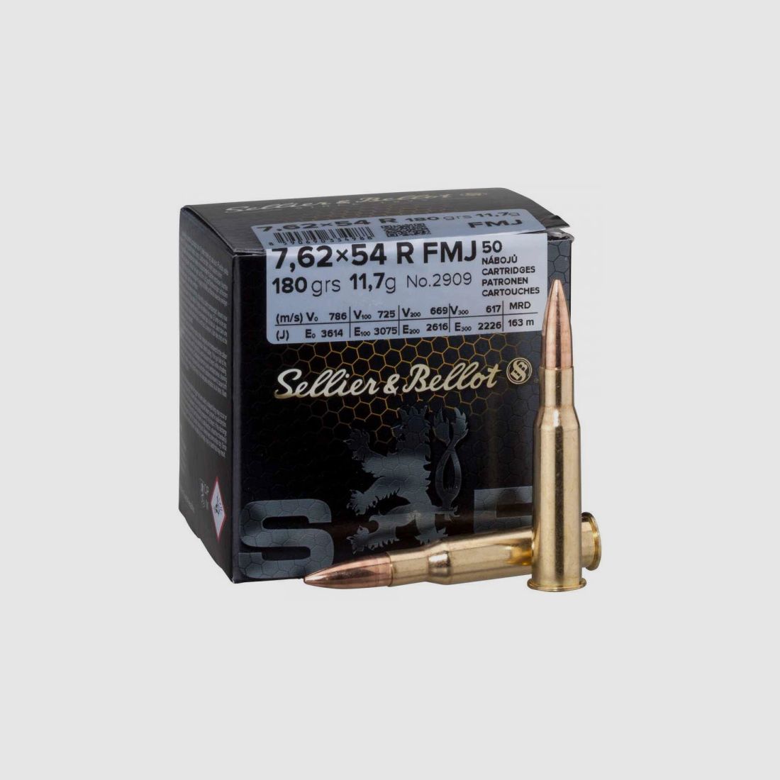 SELLIER & BELLOT 7,62X54R - 180 GRS. - FMJ - 50 PATRONEN