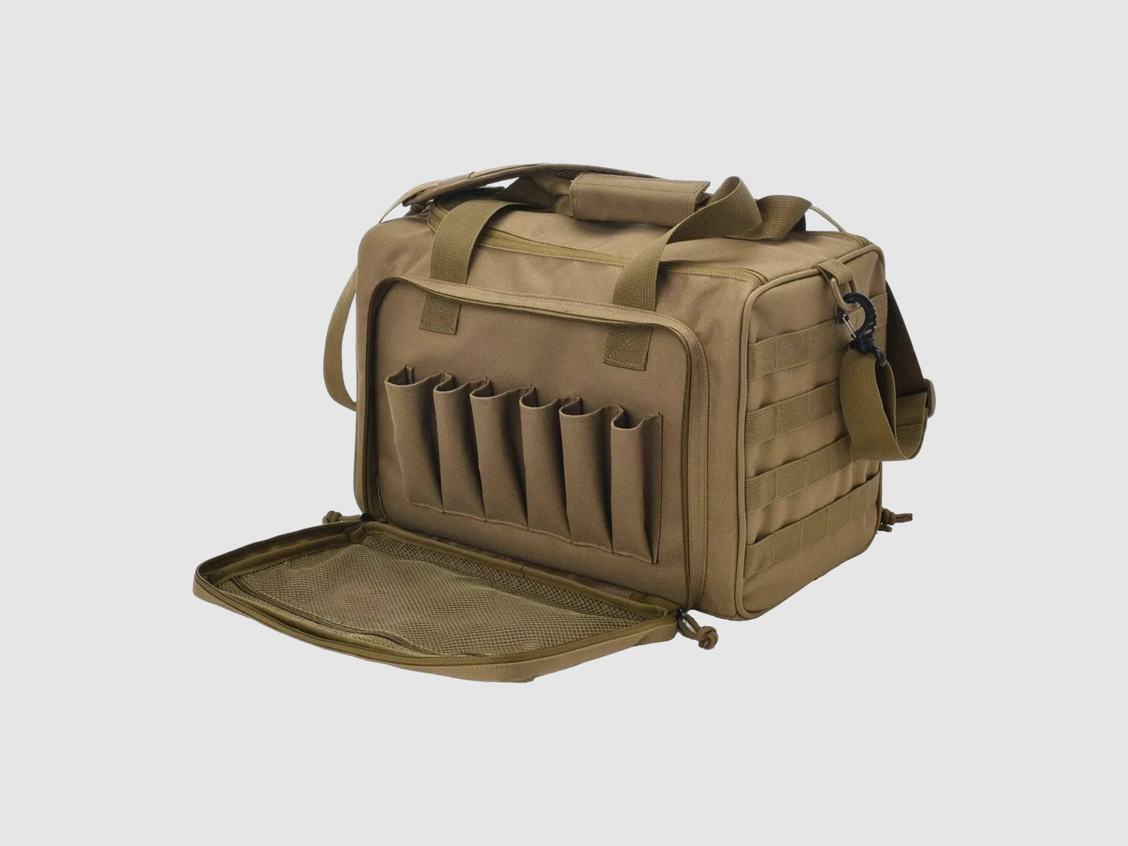 Tactical Shooting Range Bag for Handguns: Your Complete Gear Safely Organized in One Place (Khaki)