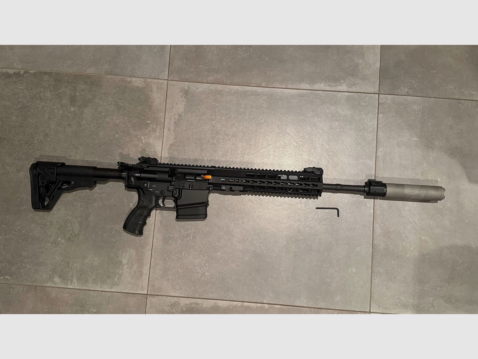 HAENEL CR308 schwarz 16,65" Lauf Direktabzug, max. 20 Schuß Gesamtleistung incl. B&T Schalldämpfer