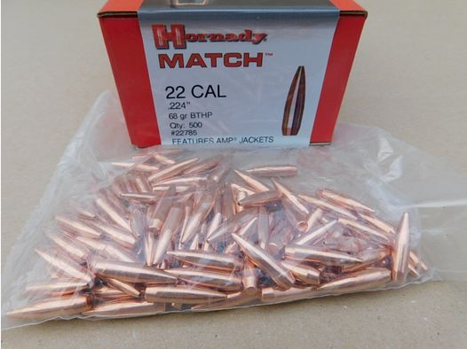 .224/68grs Hornady Match HPBT Geschosse 500 Stk No. 2278