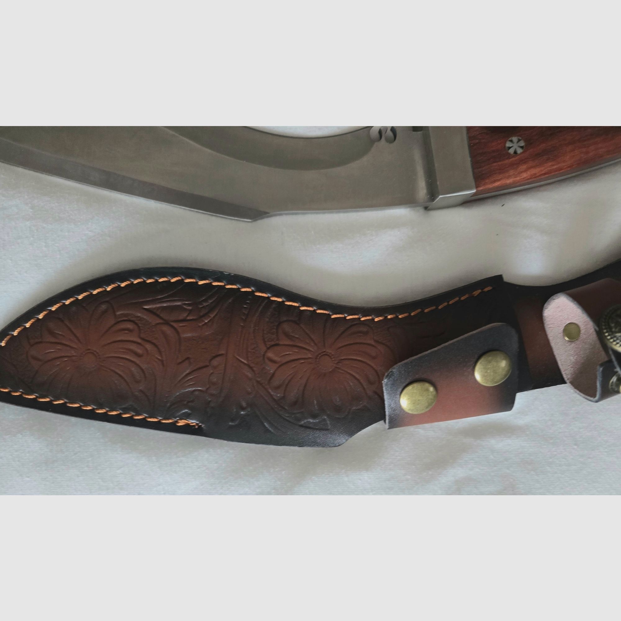 Couteau Kukri Purple Dragon – Couteau robuste pour l'extérieur avec étui en cuir embossé