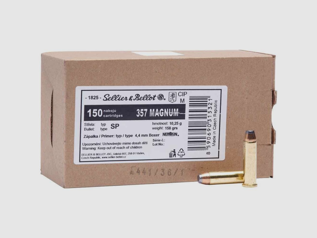 .357 Mag. Teilmantel 10,2g/158grs. – 150 Stück Sellier & Bellot