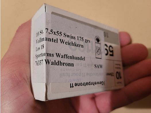 330 colpi VM FMJ 7,5x55 Swiss GP 11 originale produzione militare svizzera