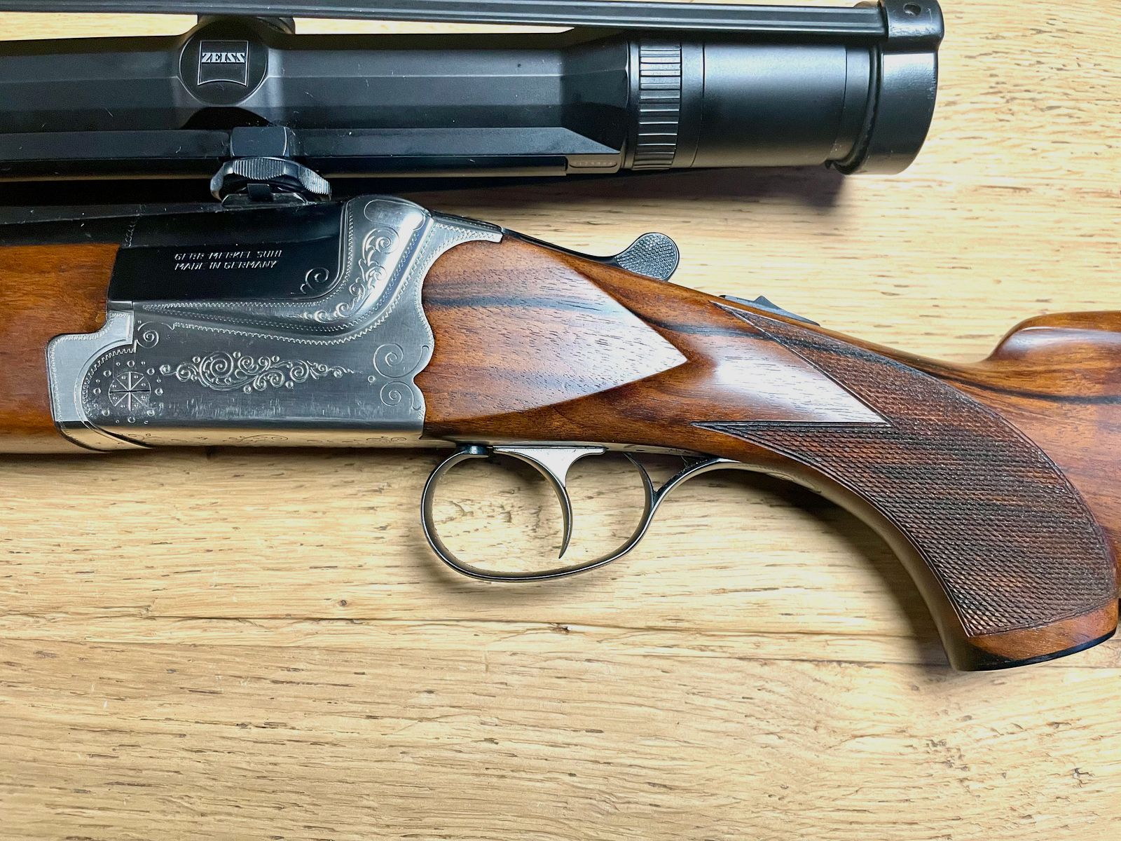 Bockdoppelbüchse Gebr. Merkel Suhl - Kaliber: 9,3x74R inkl ZF Zeiss Diavari ZM 2,5-10x48