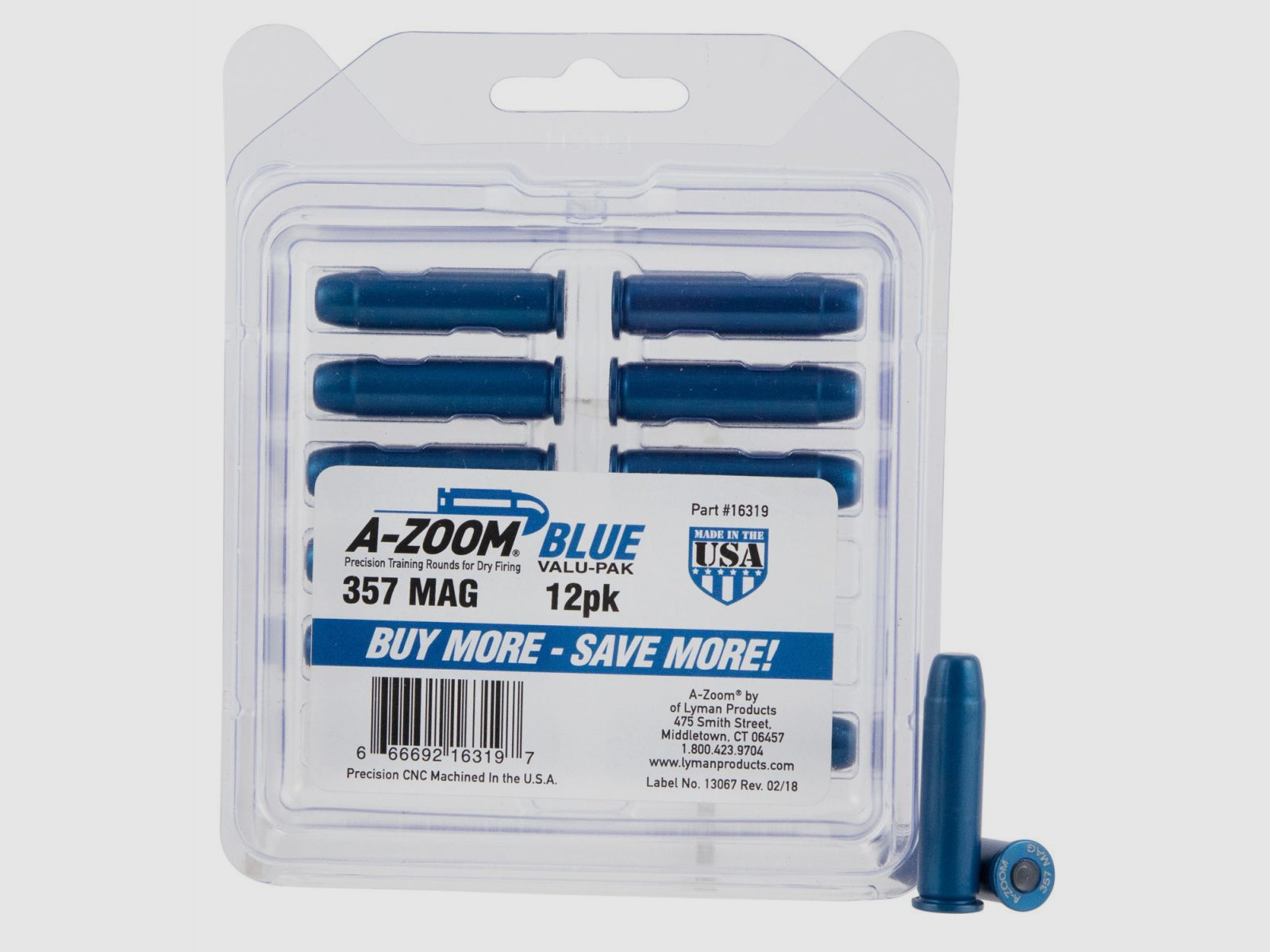 A-Zoom Pufferpatrone Aluminium eloxiert .357 Mag. 12 Stück