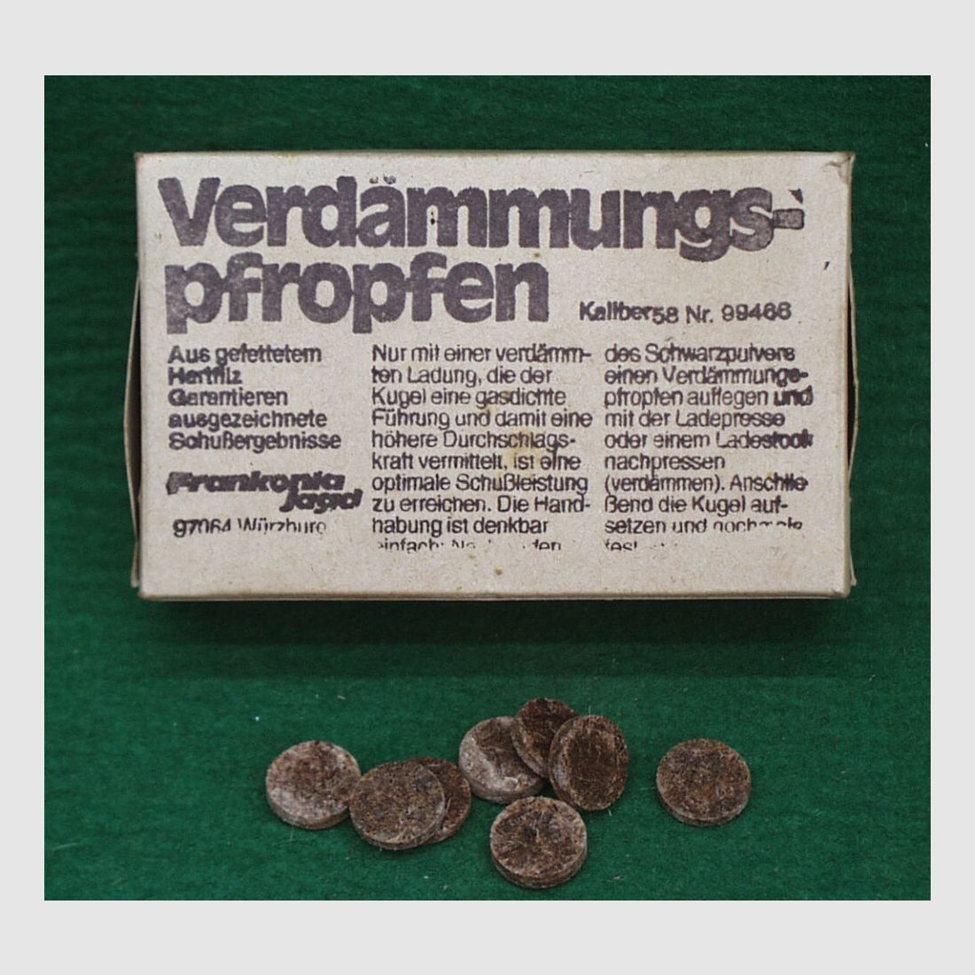 Melchior Hess Gefettete Hartfilzpfropfen Kal.58