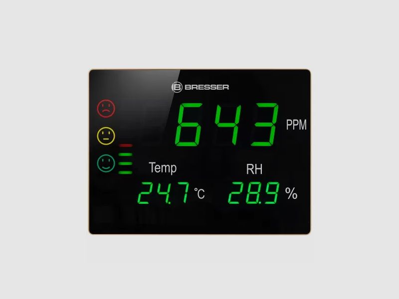 Misuratore di CO2 BRESSER Smile XXL con semaforo e schermo LED extra large, immagine 9 di 13