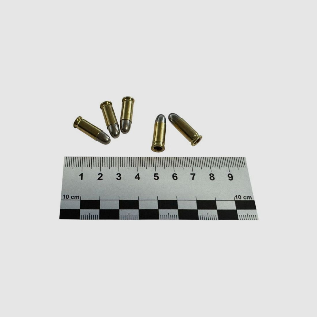 5 pieces of decommissioned ammunition caliber .25ACP/6.35 with full metal jacket nickel bullets