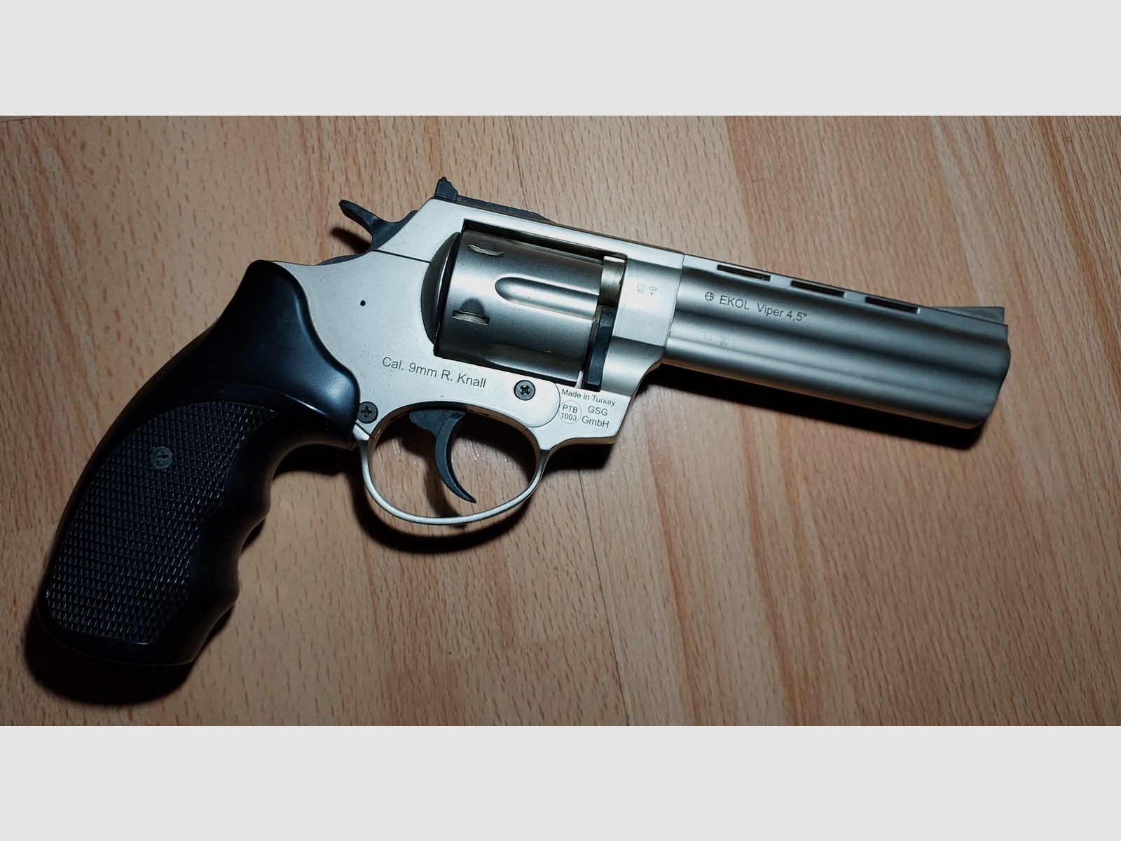 Ekol Viper 4.5 inch blank firing revolver nickel-plated 9 mm R.K. (PTB 1003)