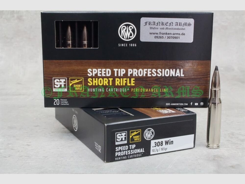 RWS Short Rifle Speed Tip Pro .308 Win. 165gr. 10,7g 20 pièces Prix dégressifs