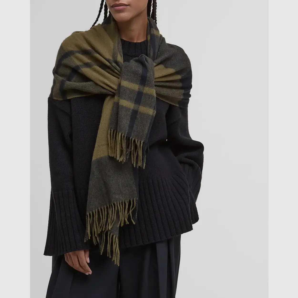 Barbour Maxine Tartan-Schal, Schwarz/Olive, Bild 2 von 7