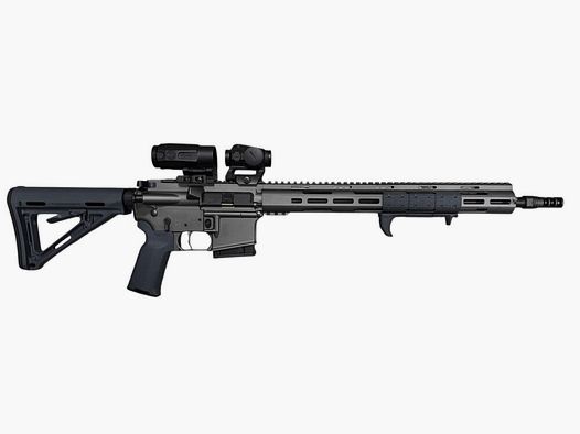 Lux Def Tec L5L FULL GREY EDITION Premiumline 16,75" halbautomatische Büchs Lux Def Tec L5L FDE Premiumline inkl Magpul Schaft, Magpul Griff, Magpul Hand Stop, Mag Pul Side Grips, Falke S Red Dot und Falke B3X Magnifier, Triggertech Zero Creep Abzug und Schmeisser NoRec Brems