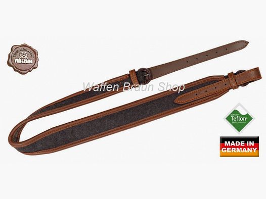 AKAH Gewehrriemen Elchleder & Loden mit Kork-Unterlage