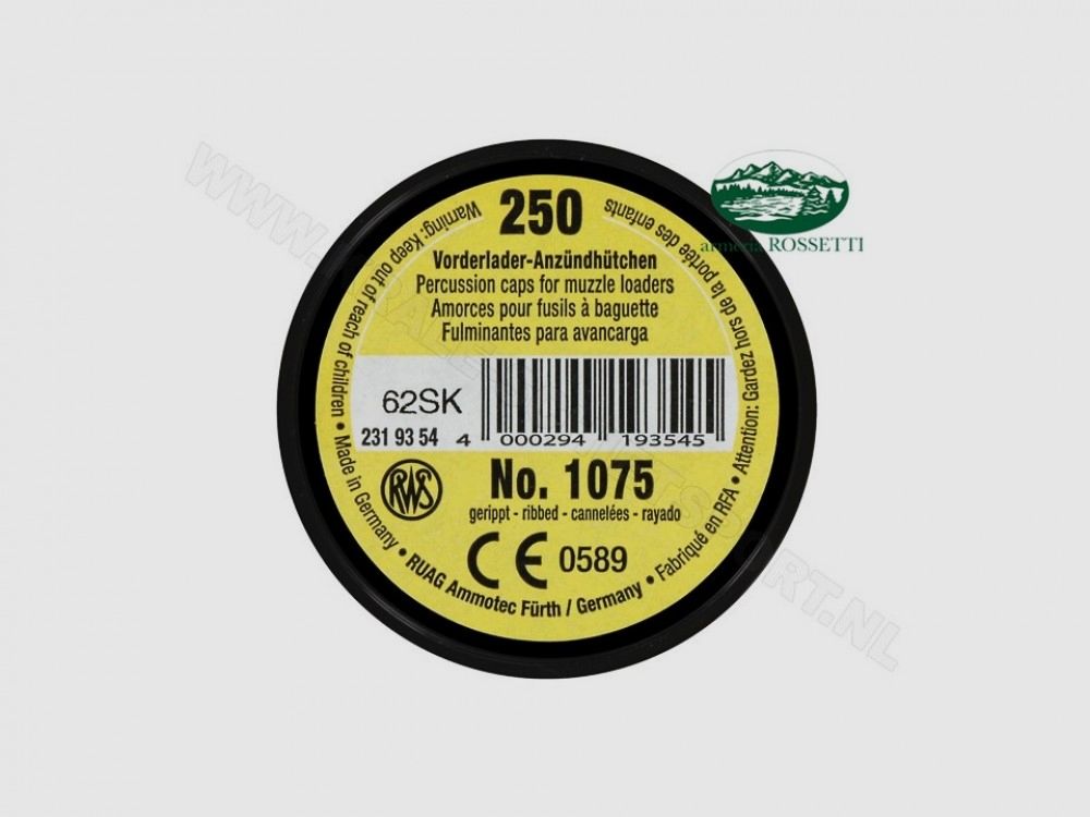 RWS ZÜNDHÜTCHEN Vorderlader 1075 conf.250 St.