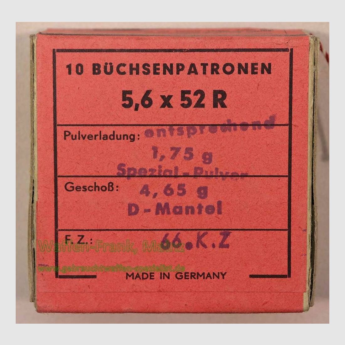 RWS (WZd.Fa.Rottweil) Büchsenpatronen 5,6x52R
