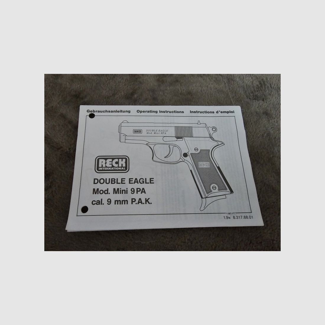 RECK DOUBLE EAGLE Mod. MINI 9PA 9mm P.A.K. BEDIENUNGSANLEITUNG