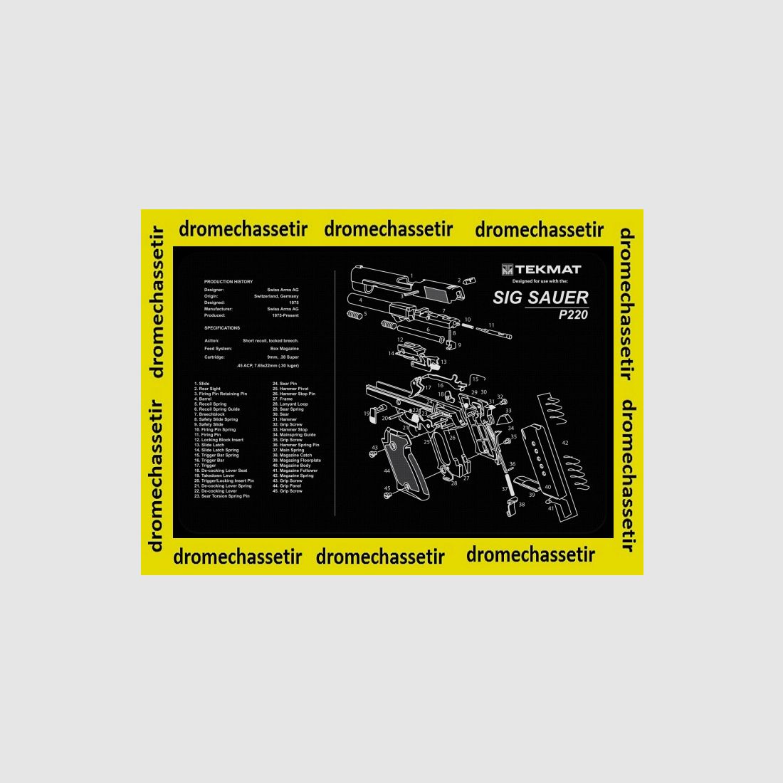 Reinigungstuch Neopren Dekor Pistole Sig Sauer P220