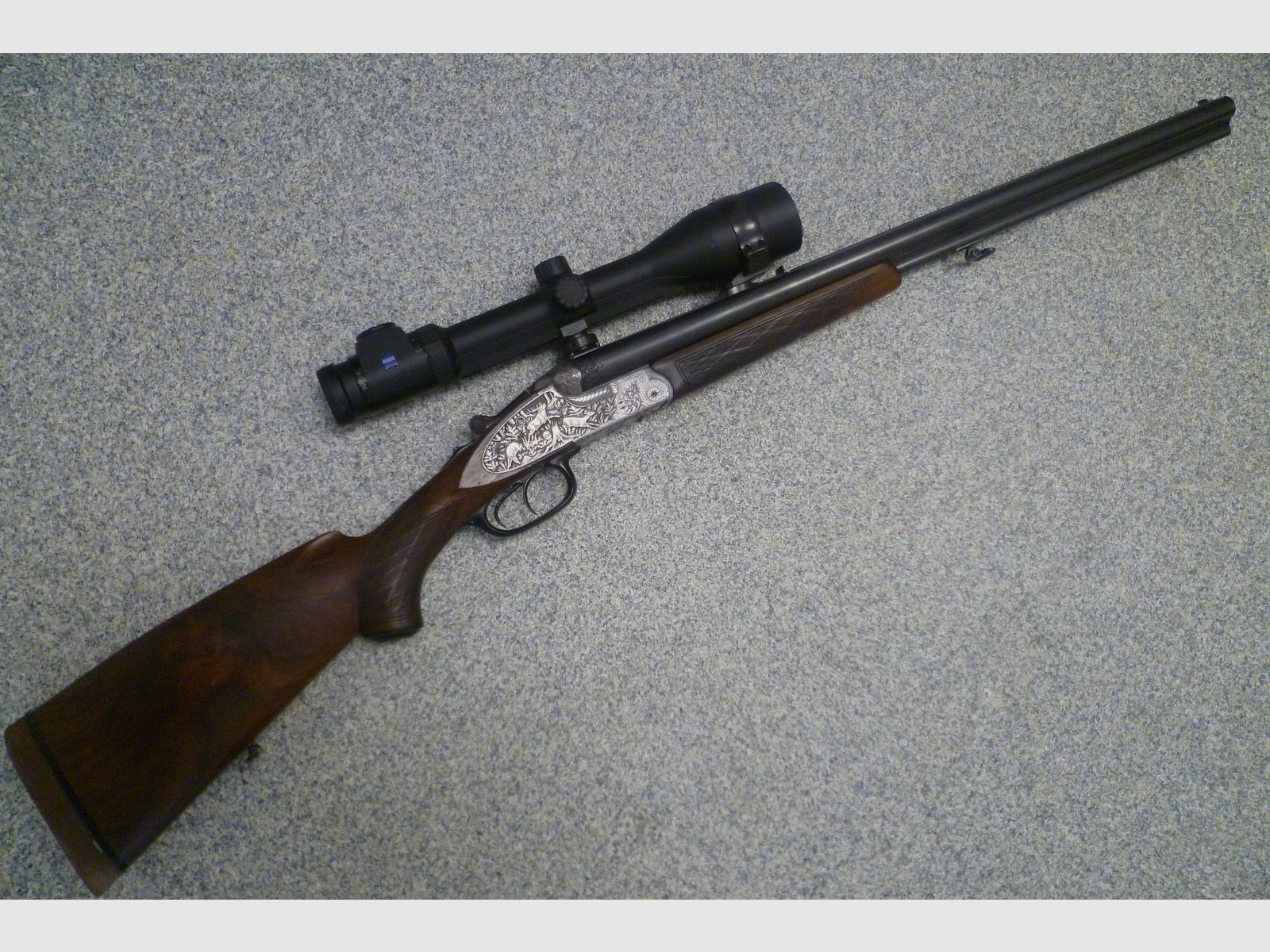 Seitenschloss-Drilling F.W. Heym 16/70 & 7x57R