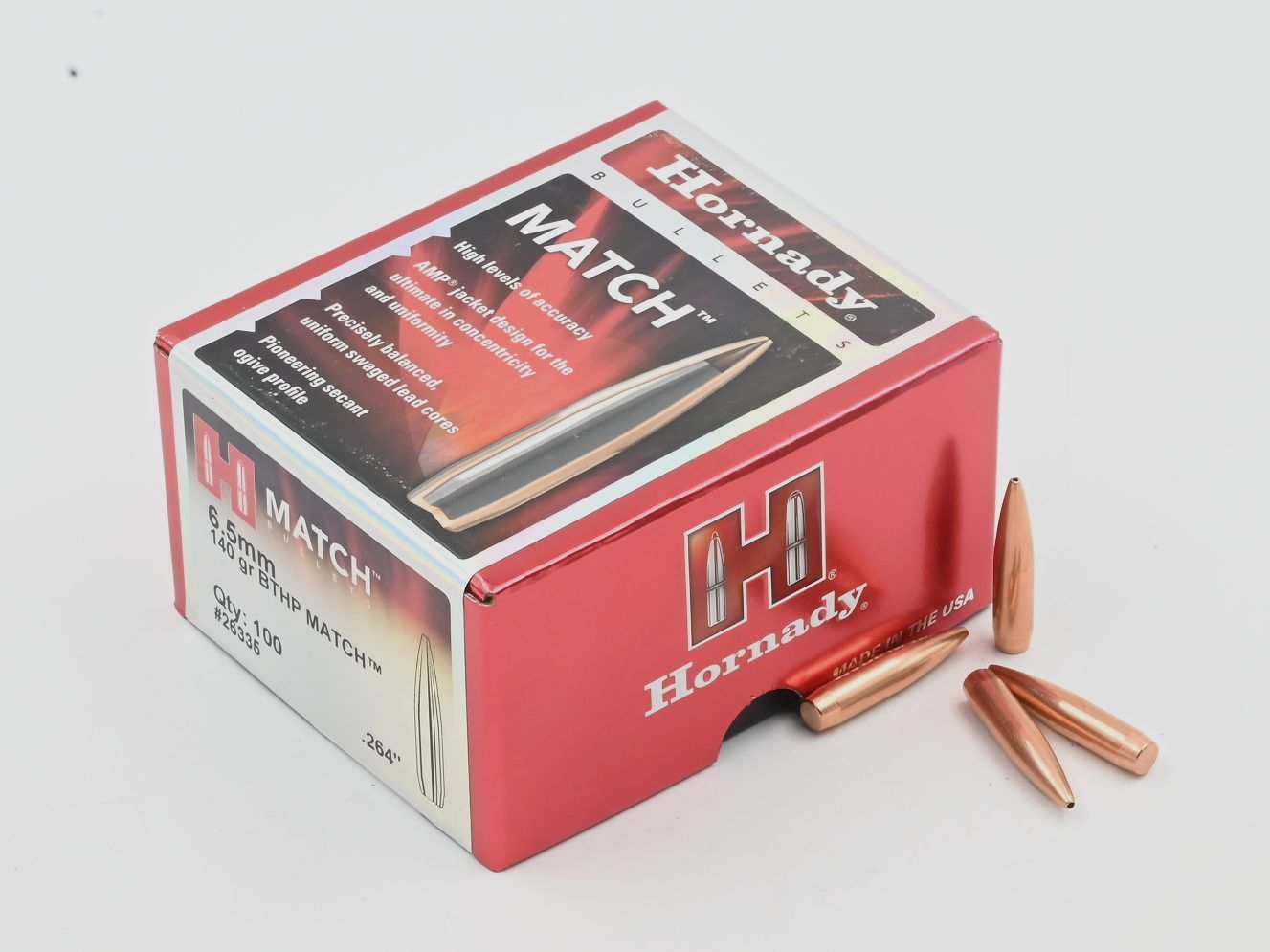 Büchsengeschosse, Hornady .264 ELD-Match, 140gr, 100 Stk, 6.5×49 Creedmoor