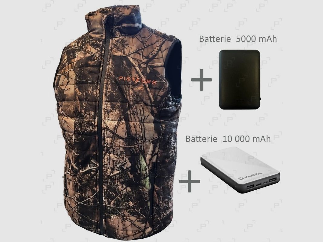Gilets chauffants PISTEURS PACK+ Camo avec batteries 5 000 mAh et 10 000 mAH, image 1 sur 4